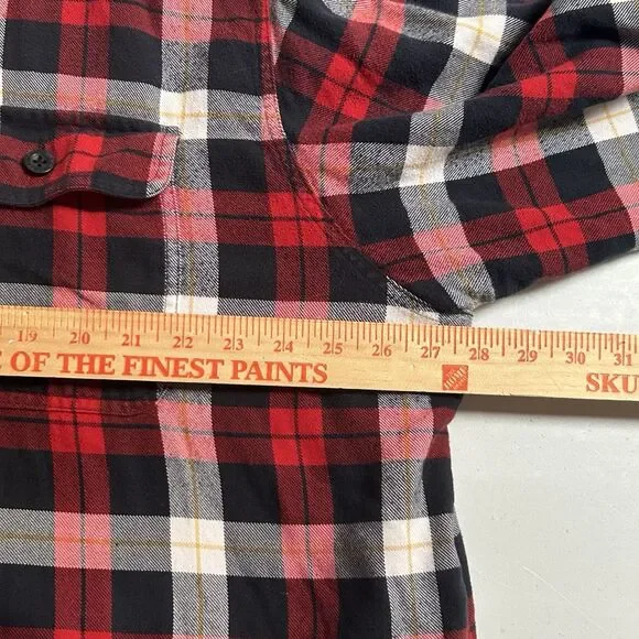 LL Bean Fleece Lined Flannel Shirt Jacket Mens XXL Tall Red Plaid Sherpa - Picture 4 of 6